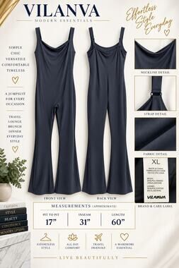 Vilanva Flared Leg Jumpsuit*Very flattering!  XL